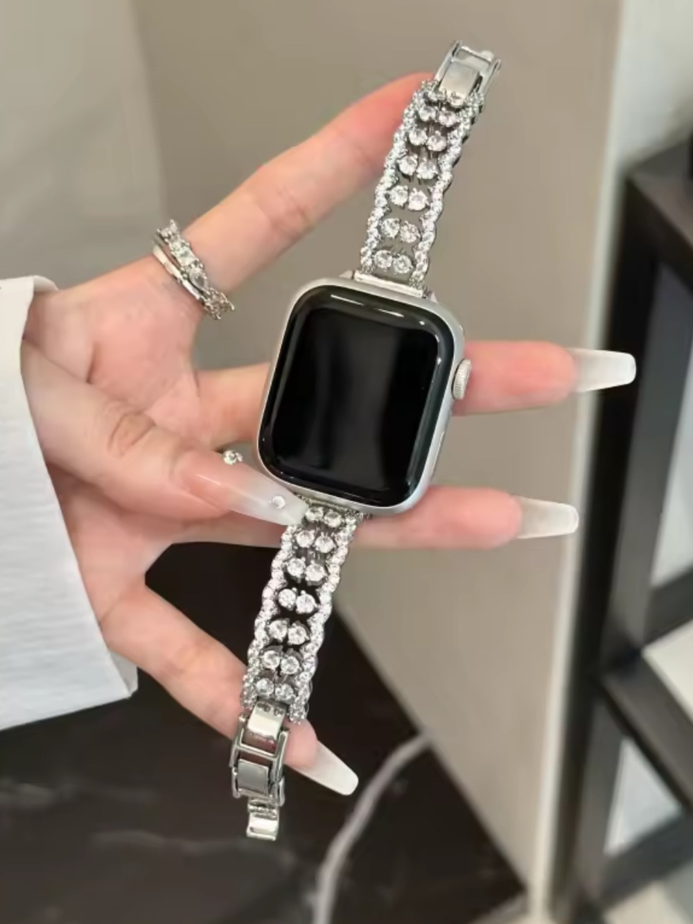Nordstrom Silver Crystal Bracelet Smartwatch Band 38-49mm